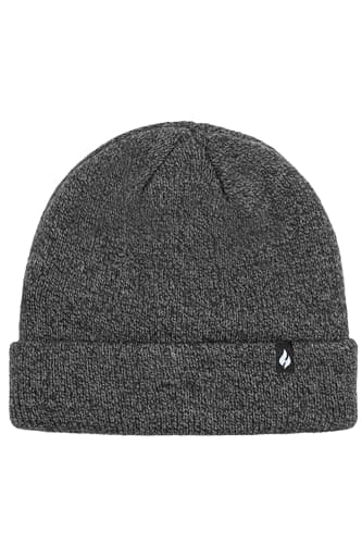 Image of Heat Holders Mens 1 Pack Turn Over Cuff Thermal Hat One Size Charcoal