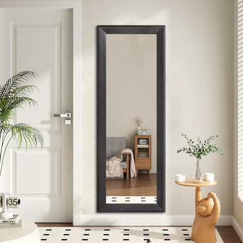Image of AAZZKANG Wall Mirror Full Length Wooden Framed Large Hanging Mirrors 110L x 35W cm Rectangle for Bedroom Living Room Bathroom Entryway Hallway Black