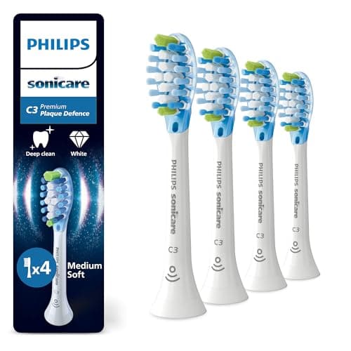Image of Philips Sonicare C3 Premium Plaque Defence, Genuine Replacement Toothbrush Heads, White, 4 Pack, HX9044/87