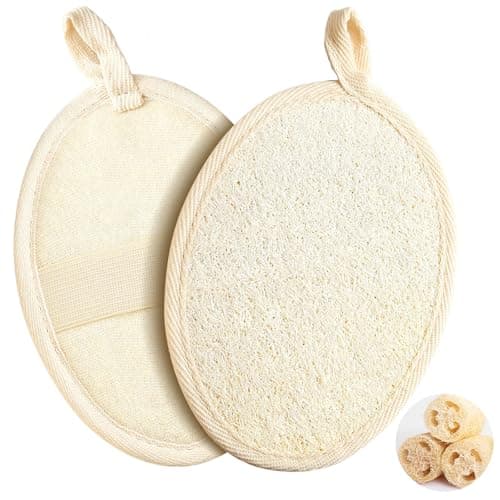 Image of 2 Pieces of Natural Loofah Sponges, Shower and Body Scrub Exfoliating Body Scrubber, Loofah Sponges for Deep Cleaning and Removing Dirt, Suitable for Both Men and Women