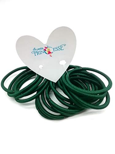 Image of 36 Thick 4 mm Bottle Green Elastic Hair Ties, School Uniform dark green Hair Elastic Bands Ponytail Holders Hair Bands Hair Bobbles for Women Girls Hair Ties