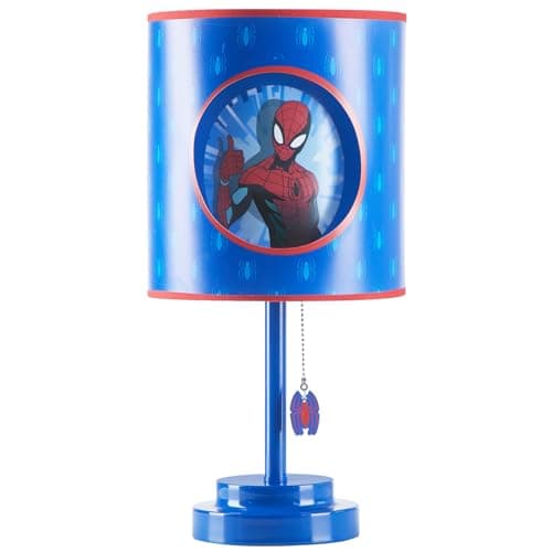 Image of Idea Nuova Marvel Spiderman 2 Layer Cut Out Shade Stick Table Lamp with Figural Pull Chain and Themed Printed Decorative Shade