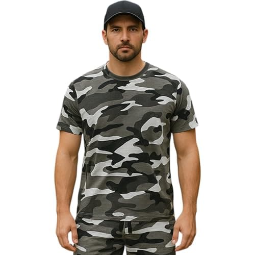 Image of Game Technical Apparel Mens Camouflage Short Sleeve Crew Neck Camo T-Shirt Army Hunting Fishing Outdoor Sports Casual Double Stitch Detail 200gsm Regular Fit Reinforced Neck
