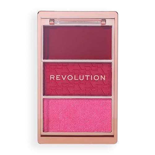 Image of Revolution, Blush Icon Palette, Cream & Pressed Powder Blusher, Highly Pigmented, Face Palette, Vegan & Cruelty-Free, 3 Shades, My Cherry Truth