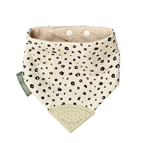 Image of Cheeky Chompers Baby Bibs with Teether | 2 months+ Teething Bibs, Toddler Bibs | Reversible Dribble Bib & Baby Teether | Multi-Award Winning Neckerchew (Leopard Spot, Single)