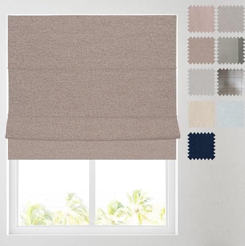 Image of Barnes Blinds - Soft Textured Ara Blackout Roman Blinds -Durable Fittings Easy Fit (Pebble 91.5cm)