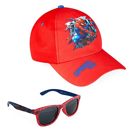 Image of Marvel Spiderman Sunglasses Baseball Cap Set for Kids Adjustable Summer Sun Hat UV400 Kids Holiday Travel Essentials (Red)