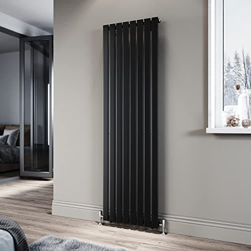 Image of ELEGANT Black Single Panel Radiator 1800 x 544 mm Modern Flat Panel Column Designer Radiator Slim Radiator Tall Upright Central Heating Rad