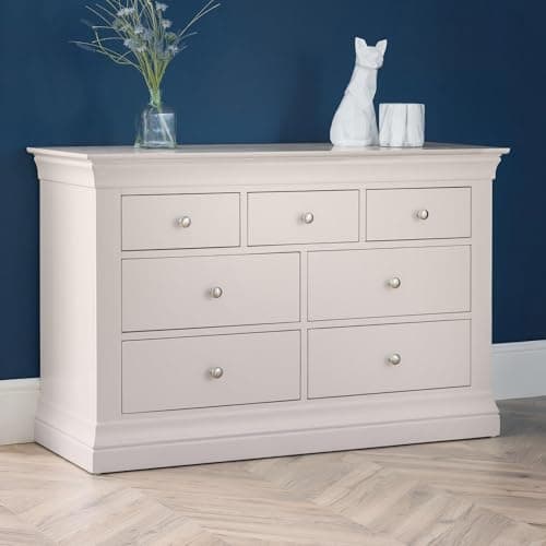 Image of Julian Bowen Clermont 4+3 Drawer Chest - Light Grey Chests