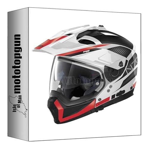 Image of nolan motorbike helmet adventure n70-2 x 06 earthquake metal white red - black size m mototopgun