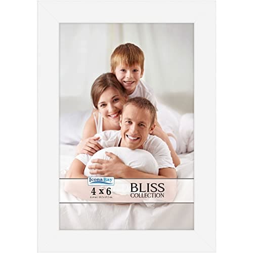Image of Icona Bay - 6x4 White Picture Frame - Modern Style Engineered Wood Frame - Table Top or Wall Mount - Bliss Collection