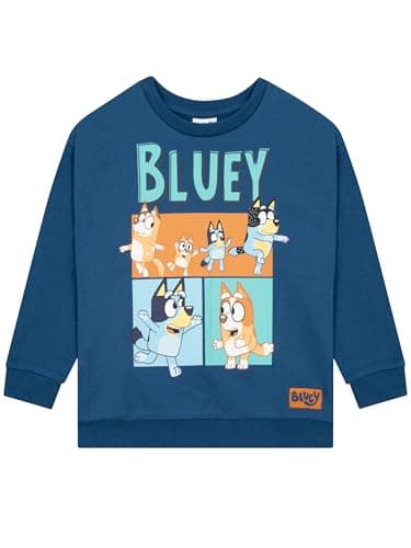 Image of Bluey Jumper | Boys Sweatshirt | Heeler Family Boys Crew Neck Jumper |Blue 3-4 Years