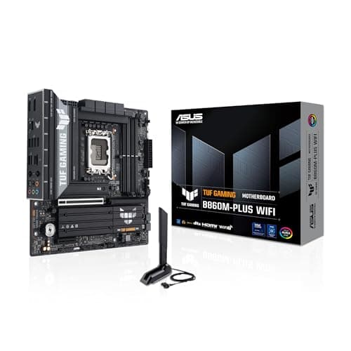 Image of ASUS TUF GAMING B860M PLUS WIFI Intel mATX motherboard, 12+1+2+1 80A DrMOS power stages, DDR5, PCIe 5.0, 3xM.2 slots, WiFi 7, 2.5Gb Ethernet, DisplayPort, HDMI, USB 20Gbps Type-C with DP Alt mode