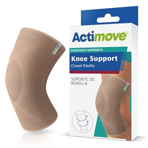 Image of Actimove Everyday Supports Knee Support Closed Patella for Men and Women – Helps with Pain Relief and Swelling – For Chronic Knee Pain and Overuse Knee Injuries – Left/Right Wear – Beige, XLarge