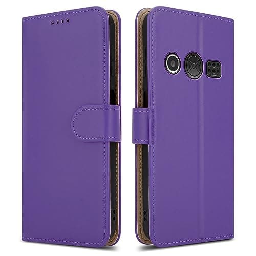 Image of PIXFAB For Doro 1380 Leather Phone Case, Magnetic Closure Full Protection Book Folio Design, Wallet Case Cover [Card Slots] and [Kickstand] For Doro 1380 - Purple