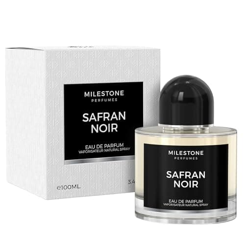 Image of MILESTONE Safran Noir Eau De Parfum 100ML – Unisex Perfume | Luxurious Leather & Saffron Blend | Long-Lasting Woody Oriental Fragrance | Premium Unisex Eau De Parfum with Grapefruit & Vetiver