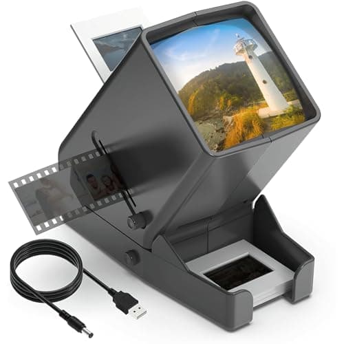 Image of DigitPro 35mm Slide Viewer, 3x Magnification, USB Powered/Battery Operated for 35mm Film and Positive Film Negative (4 AA Batteries Included)