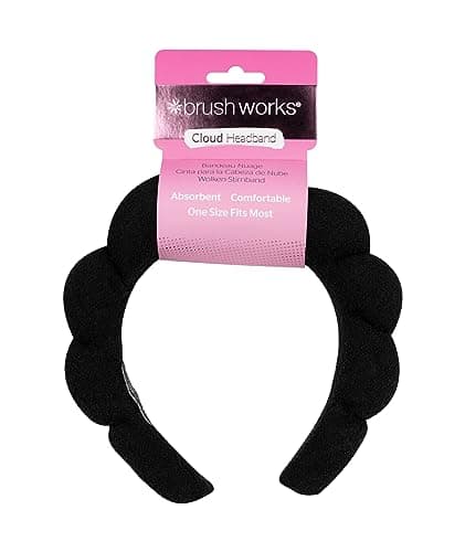 Image of Brushworks Black Cloud Beauty Headband – Ultra-Soft, Puffy Terry Cloth Headband for Skincare, Makeup & Face Washing, Comfortable, Non-Slip Design for Women, Girls