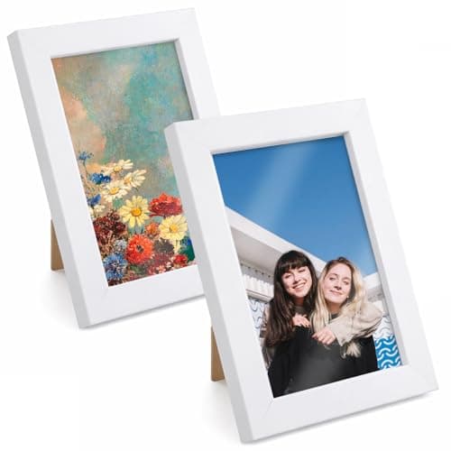 Image of 3.5 X 5 Photo Frame, 2 Pack White 5x3.5 & 4x3 Picture Frame for Tabletop and Wall