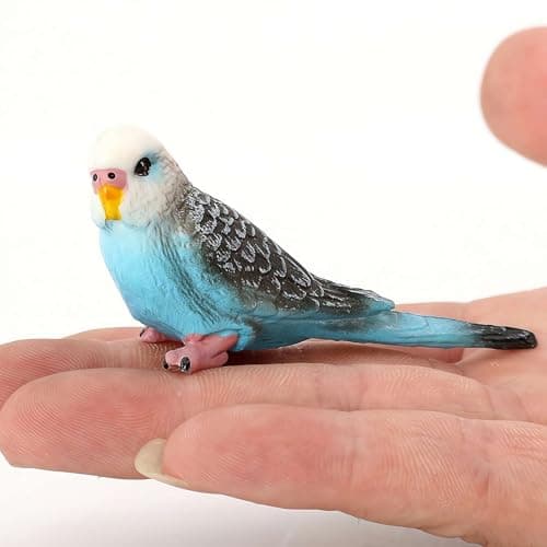 Image of Simulated Budgie Parrot, Miniature Garden Bird Figurines, Budgerigar Model Plastic Animal Sculpture Cartoon Tabletop Parrot Ornament Garden Outdoor Room & Desk Decor (Blue)