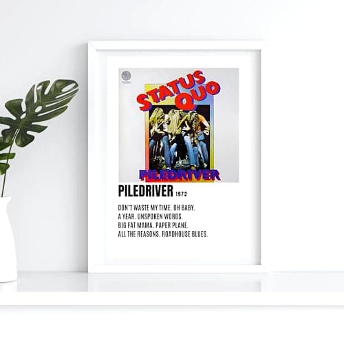 Image of Status Quo Rock Band Piledriver Tracklist Lyrics Quotes Tour Retro Album Music A4 Wall Art Print – Unframed Poster Concert Festival Glossy Artwork Unique Home Décor Gift Bedroom Mancave (A4)