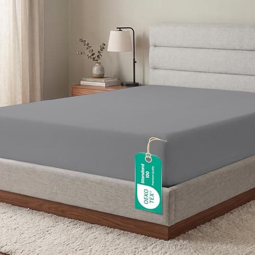 Image of Linens World Egyptian Cotton Fitted Sheets King Size Breathable, Anti Wrinkle 30cm Deep Pocket 200 Thread Count Bed Sheets Bedding & Linen 150 X 200-CM Grey Bedding King Size Fitted Sheets