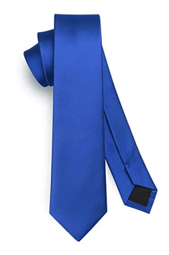 Image of HISDERN Royal Blue Tie Silk Skinny Tie Slim ties For Men Solid NeckTie Classic Formal Tie For Business Wedding(6cm)