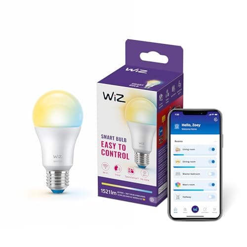 Image of WiZ Smart LED A60 Bulb, Tunable White, E27 Base, 100W, 2200-6500K, 1521 Lumens, Dimmable, Works with Alexa, Google Assistant, and Apple Home, 1 Pack