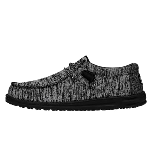 Image of HEYDUDE - Men's Wally Sport Knit - Casual Slip-On Shoes - Moccasin Style, Black/Black, 9 UK