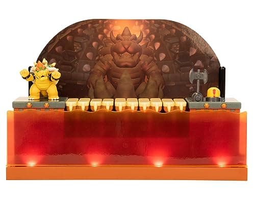 Image of Nintendo Super Mario Deluxe Bowser Battle Playset with Lights and Sounds, 2.5" / 6 cm Bowser Action Figure Included for Super Mario Fans Aged 3+