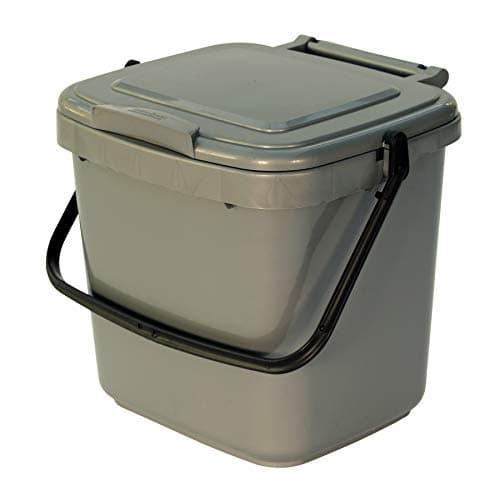 Image of Kitchen Compost Caddy - Silver Grey - for Food Waste Recycling (7 Litre) - 7L Plastic Composting Bin