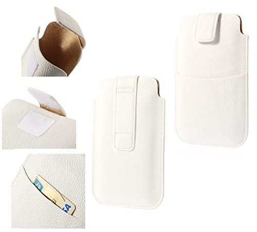 Image of DFV mobile - Leather pouch case pocket sleeve bag with & outer bag & buckle for Fly EVO Chic 3 - IQ4413 Quad - White