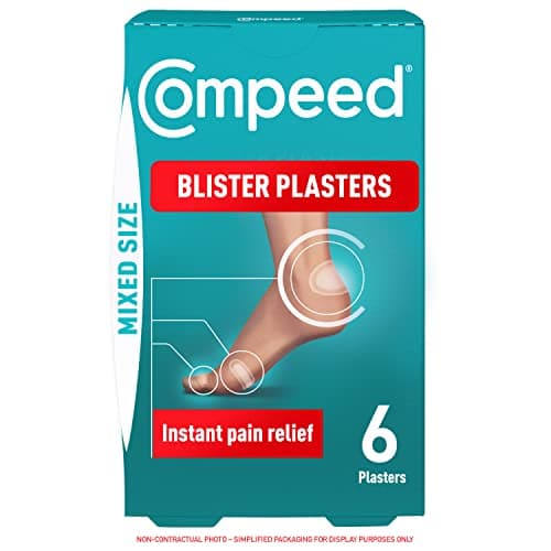 Image of Compeed 6 Mixed Size Blister Plasters For Feet (Individually Wrapped Plasters) - Hydrocolloid Plaster Technology For Faster Healing - Waterproof Deep Cushioned Plasters For Comfort