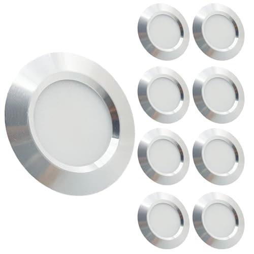 Image of Sepzlly 12V Campervan Lights 8PCS 3W LED Roof Downlight Camper Van Recessed Mount Ceiling Light 6000K Cool White Dimmable Ultra-Slim Spot Lights Motorhome Light Bulb for Boat Yacht Cabin (Silver)