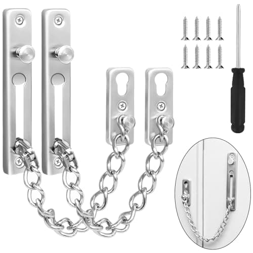 Image of Bohoray 2 Pcs Stainless Steel Internal Door Chain, Security Door Chains for Front Door, Anti Theft Door Chain Lock with Screwdriver for Hotel, Home, Front Door, Apartment, Bedroom (Silver)