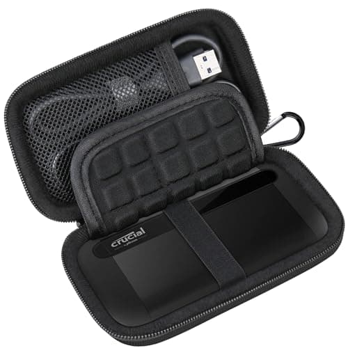 Image of Lacdo Hard Carrying Case for Crucial X8 Portable SSD 1TB 2TB 4TB 500GB USB 3.2 External Solid State Drives Hard EVA Shockproof Water Repellent Protective Storage Bag, Black+Black