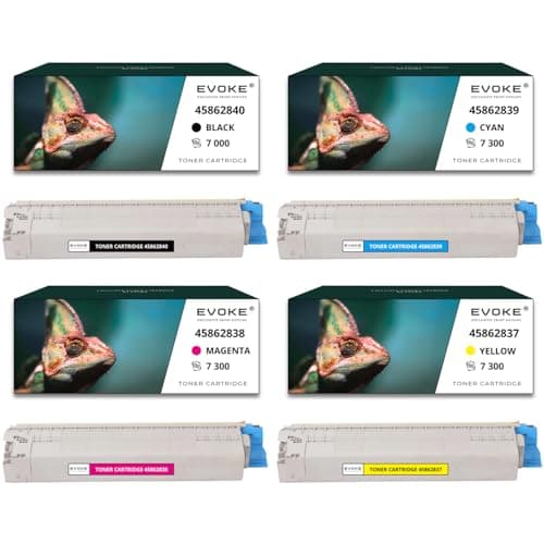 Image of C853 CMYK Toner Cartridges Set of 4 for OKI, 7000 Black Pages + 7300 Pages Each Colour, Compatible with MC853 MC853dn MC873 MC873dn MC883 MC873dn MC883