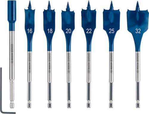 Image of Bosch 7X Expert Self Cut Speed Spade Drill Bit Set (for Softwood, Particleboard, Ø 16-32 mm, Professional Accessory Rotary Drill/Drivers)