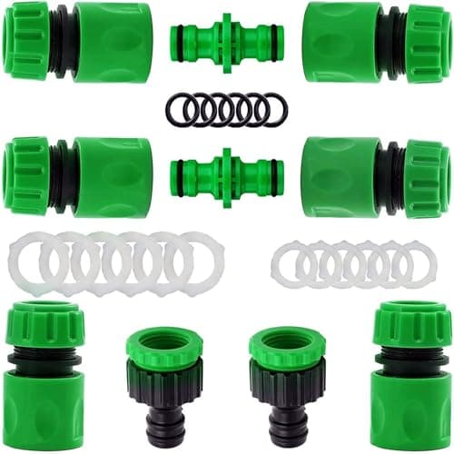 Image of 10Pcs Garden Hose Tap Connector Hose Pipe Fittings Kit for Outdoor tap&Join HosesPipe Tube(2 Double Male Snap Connectors,6 End Quick Connectors,2 Tap Connector 1/2 &3/4 Inch Size 2-in-1)