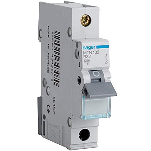 Image of Hager MTN132 Miniature Circuit Breaker, 1 Pole, 1 Module, Type B, 6 kA Breaking Capacity, 32 A Current