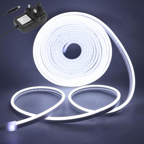 Image of Wisada 12V LED Neon Strip Light [2M, White 6000-6500K], Outdoor Waterproof LED Fairy Lights CRI85+, SMD2835 Flexible Silicone LED Rope Light, Suitable for Bedroom Kitchen Living Room DIY Decoration