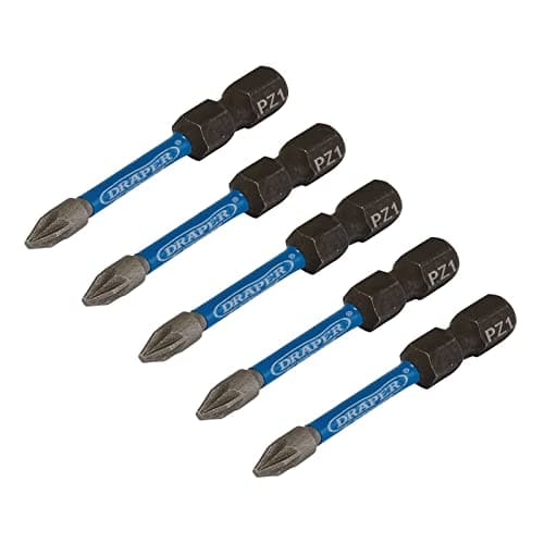 Image of Draper 05646 PZ-Type Impact Screwdriver Bits, No.1 x 50mm (Pack of 5)