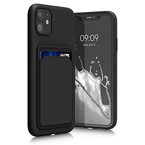 Image of kwmobile Case for Apple iPhone 11 Case with Card Holder - Soft Cover - Shockproof TPU Material - Wireless Charging - Black