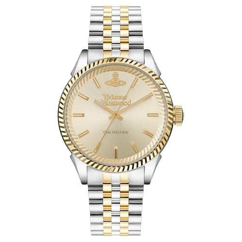 Image of Vivienne Westwood Seymour Mens 49mm Analogue Quartz Watch in Champagne with Analogue Display, and Silver/Gold Stainless Steel Strap VV242CMSG.