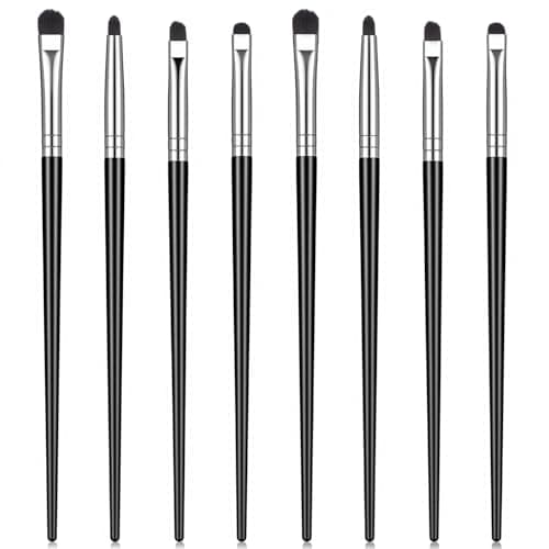 Image of 8Pcs Eye Makeup Brush Sets,Mini Smudge Brush for Eyeliner, Eyeshadow Brushes Eyeliner Smudger Tool Ultra Thin Precision Eyeshadow Brushes for Powder Gel Cream Professional Beauty Cosmetic Tool