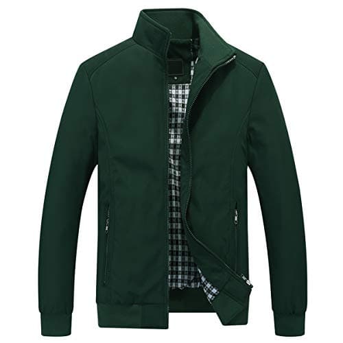 Image of YOUTHUP Mens Jacket Casual Stylish Bomber Coat Lightweight Vintage Outwear Jackets and Coats, Green, XL