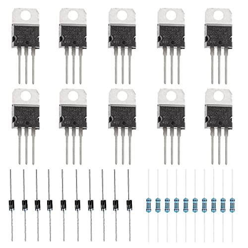 Image of Youmile 30pcs TIP120 60V 5A NPN Darlington Bipolar Power Transistor TO-220 3Pin For Arduino With 2.2k Ohm Resistors, 1N4001 DIODE