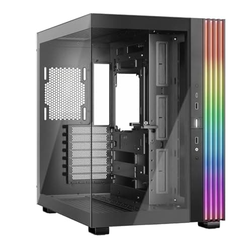 Image of be quiet! Light Base 600 DX Black PC Case, Stunning Panoramic View, Show Case, Dual Chamber Design, Solid ARGB LED Strip, Inverted and Horizontal Usable, Backside Connector Design