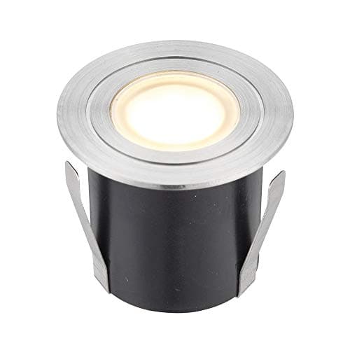 Image of National Lighting HAYZ Round LED Outdoor Garden Walkway Decking Ground Marine Grade Stainless Steel Light Warm White 3000K Uplighter IP67 Rated - Ideal for Coastal Areas