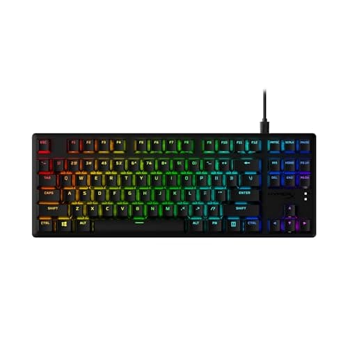 Image of HyperX Alloy Origins Core PBT - TKL Mechanical Gaming Keyboard, PBT Keycaps, RGB lighting, Compact, Aluminum Body, Customizable with HyperX NGENUITY, Onboard Memory - HyperX Clicky Blue Switch